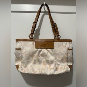 SOLD - Coach F13762 Optic Signature Soho Pleated Satchel Shoulder Handbag Purse